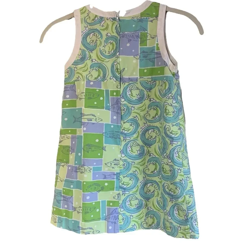 Vintage Lilly Pulitzer Ocean Coastal Patchwork A-Line Shift Dress Size 6X Resort